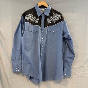 New Mens Ely Cattleman Western Snap Shirt XL Embroidered Yoke Piping